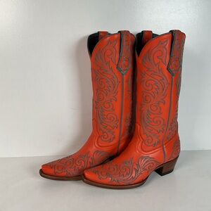 Allen’s Azulado Cowgirl Boots | Bright Orange | Women’s 7 B